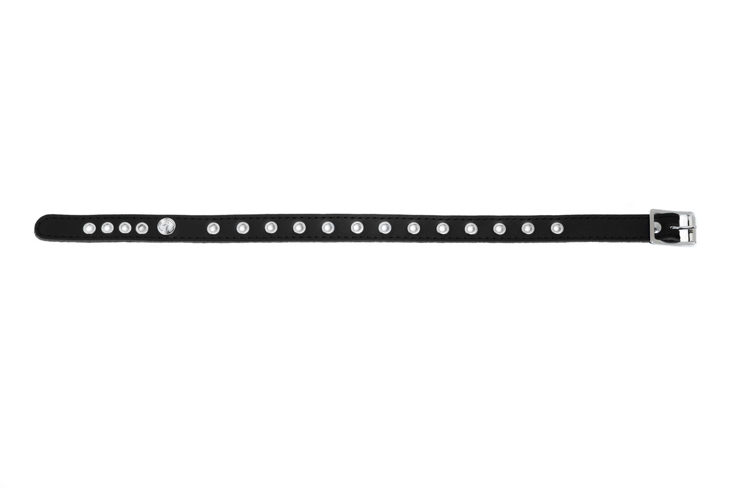 Leather choker with silver coloured eyelets – C58OA
