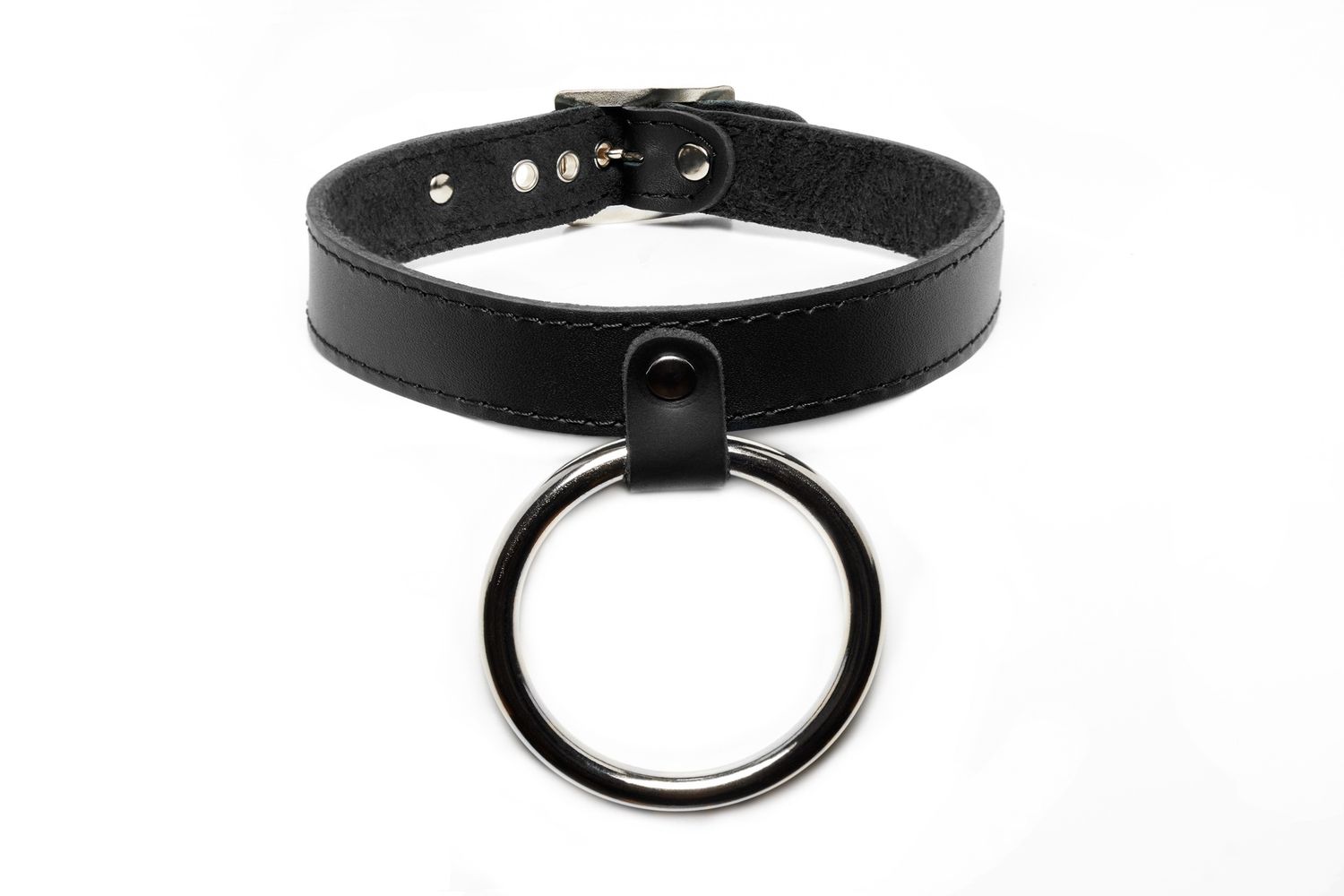 Leather choker with large o-ring - C34DBND