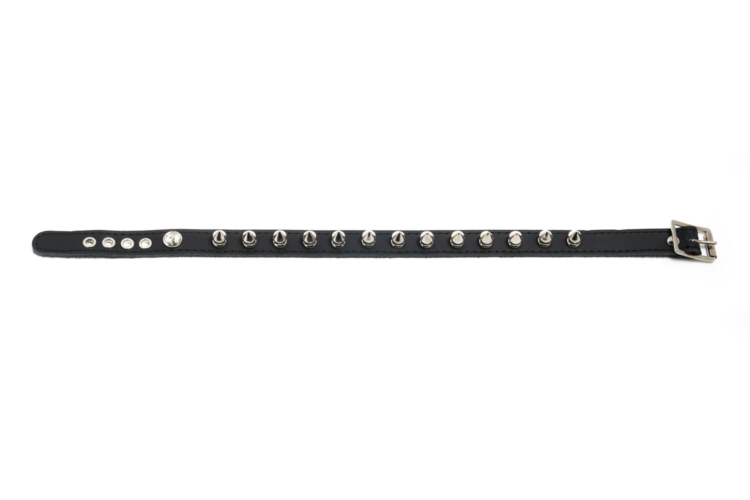 Leather choker with 13 small spikes - C58PS