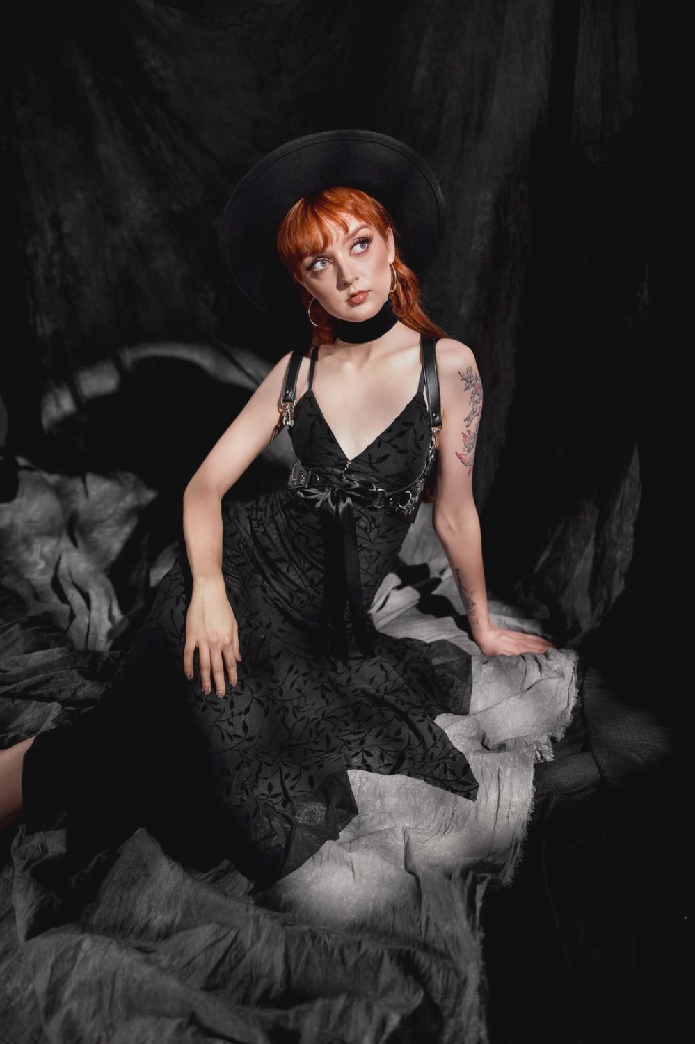 Fallen Leaves Whimsi-Goth Midi Dress