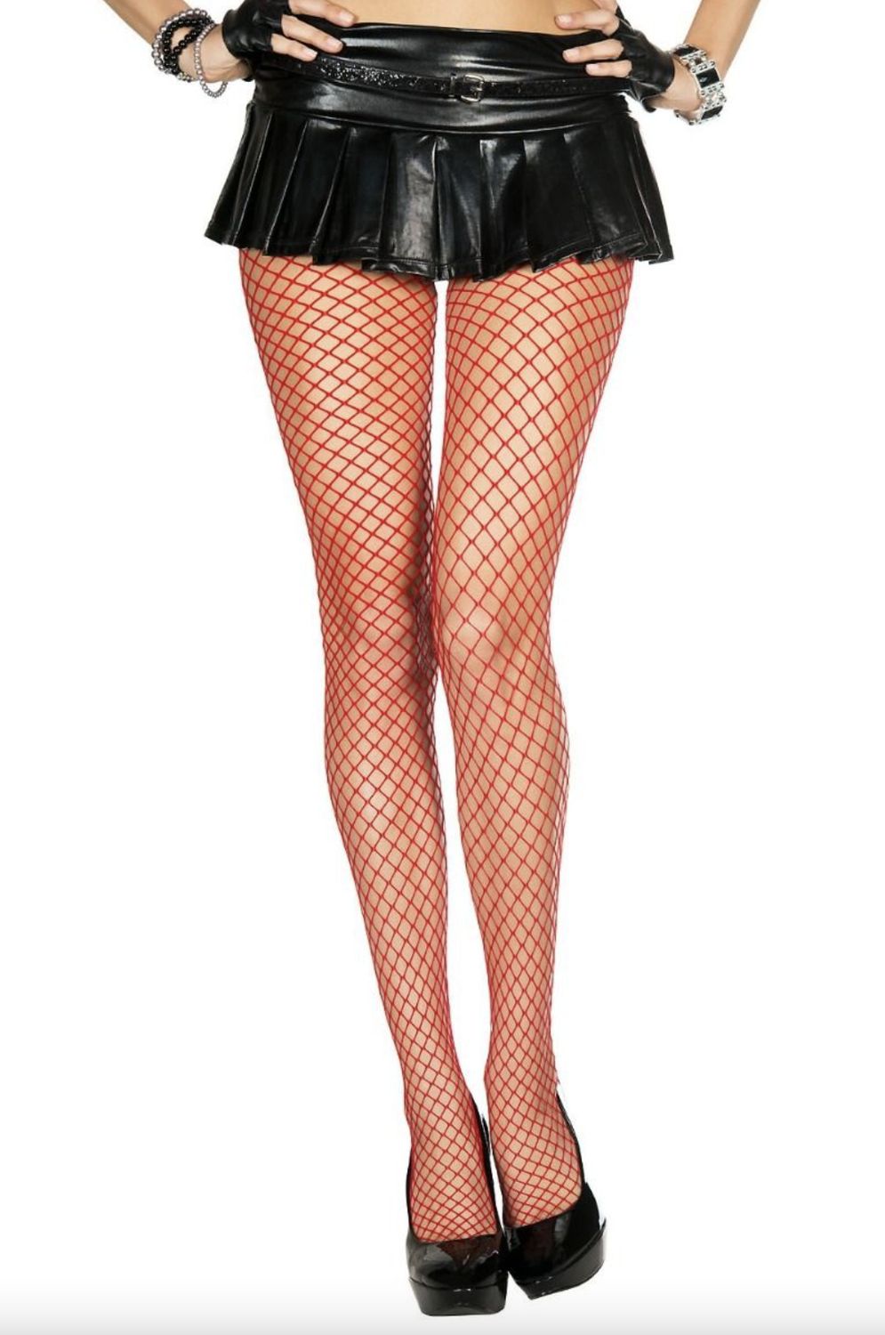 Bas Collants Fishnet Mini Diamant / ML9030Q [ROUGE] [PLUS]