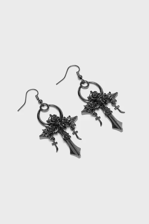 Mourning Ankh Earrings