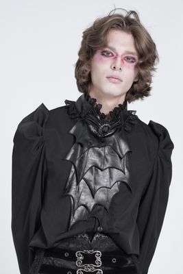 Black Faux Leather Bat Inspired Neck Tie - AS234 [PLUS]