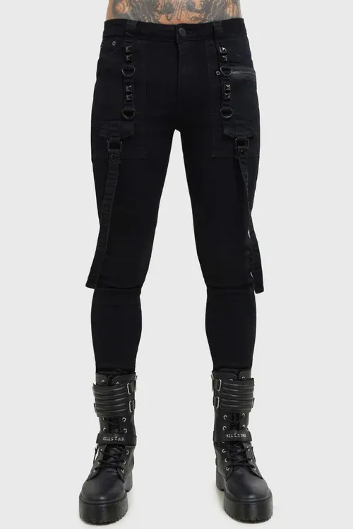 Kihilist Black Bondage Skinny Jeans [PLUS]