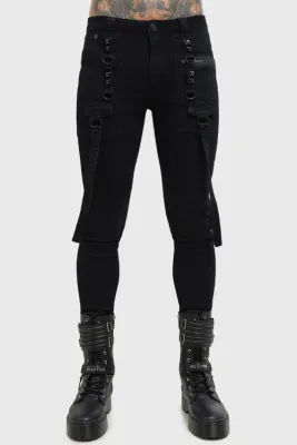 Kihilist Black Bondage Skinny Jeans [PLUS]