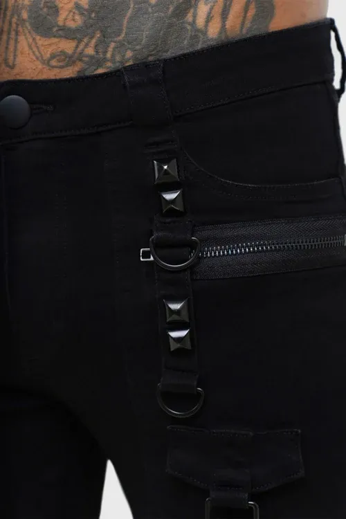 Kihilist Black Bondage Skinny Jeans [PLUS]