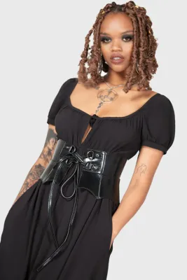 Wetland Bat Peplum Corset [BLACK]