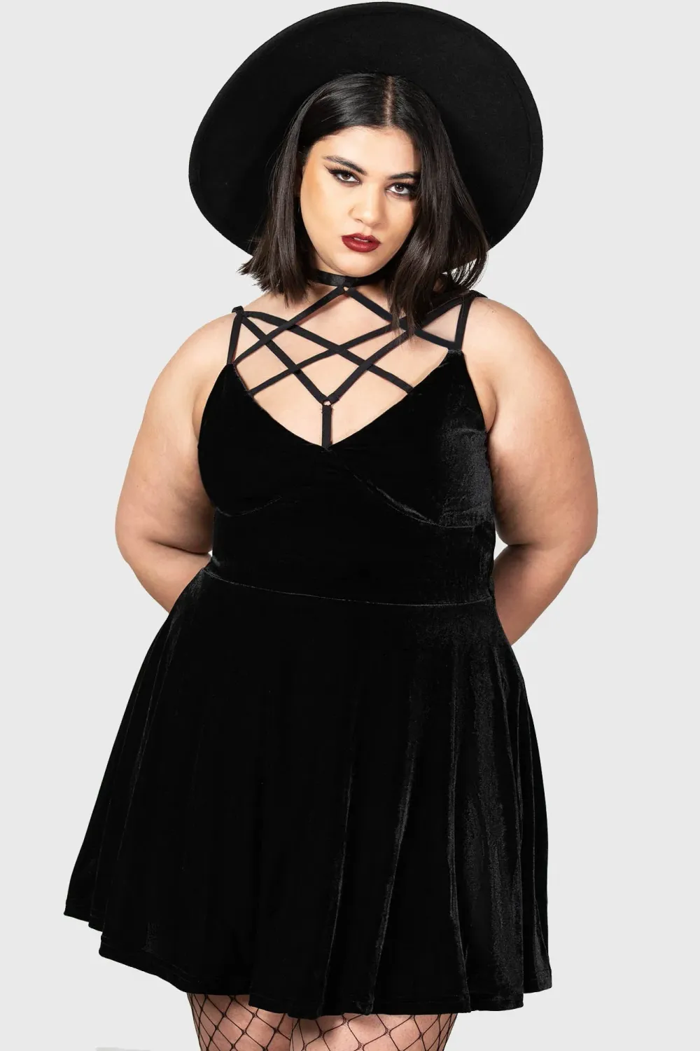 Magica Strapy Velvet Mini Dress [PLUS]