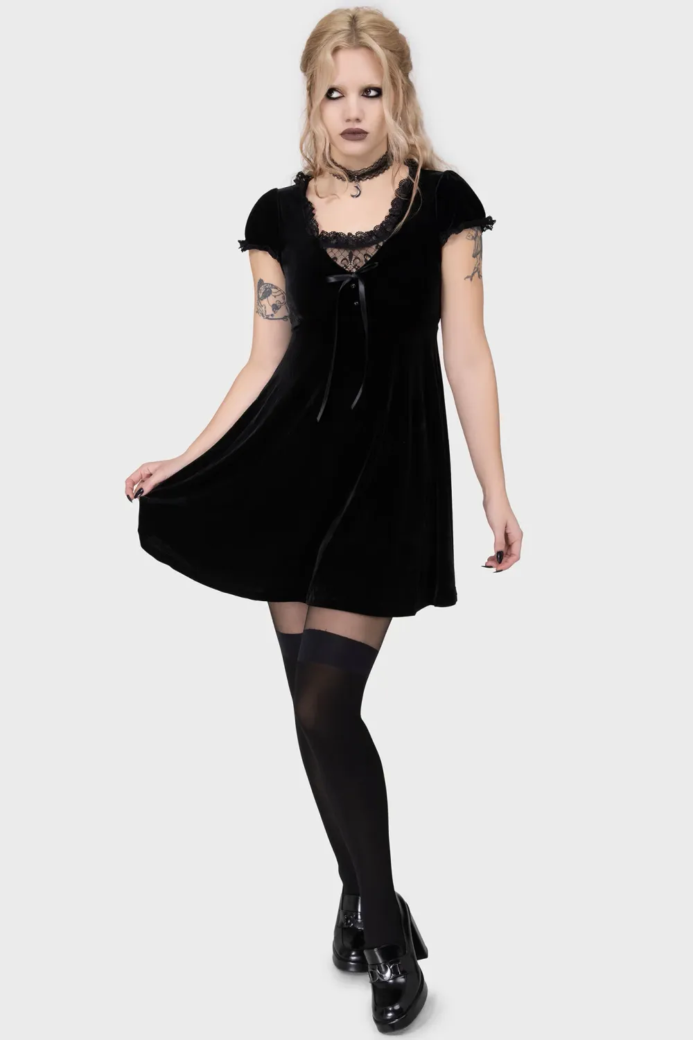 Heather Babydoll Mini Dress [BLACK]