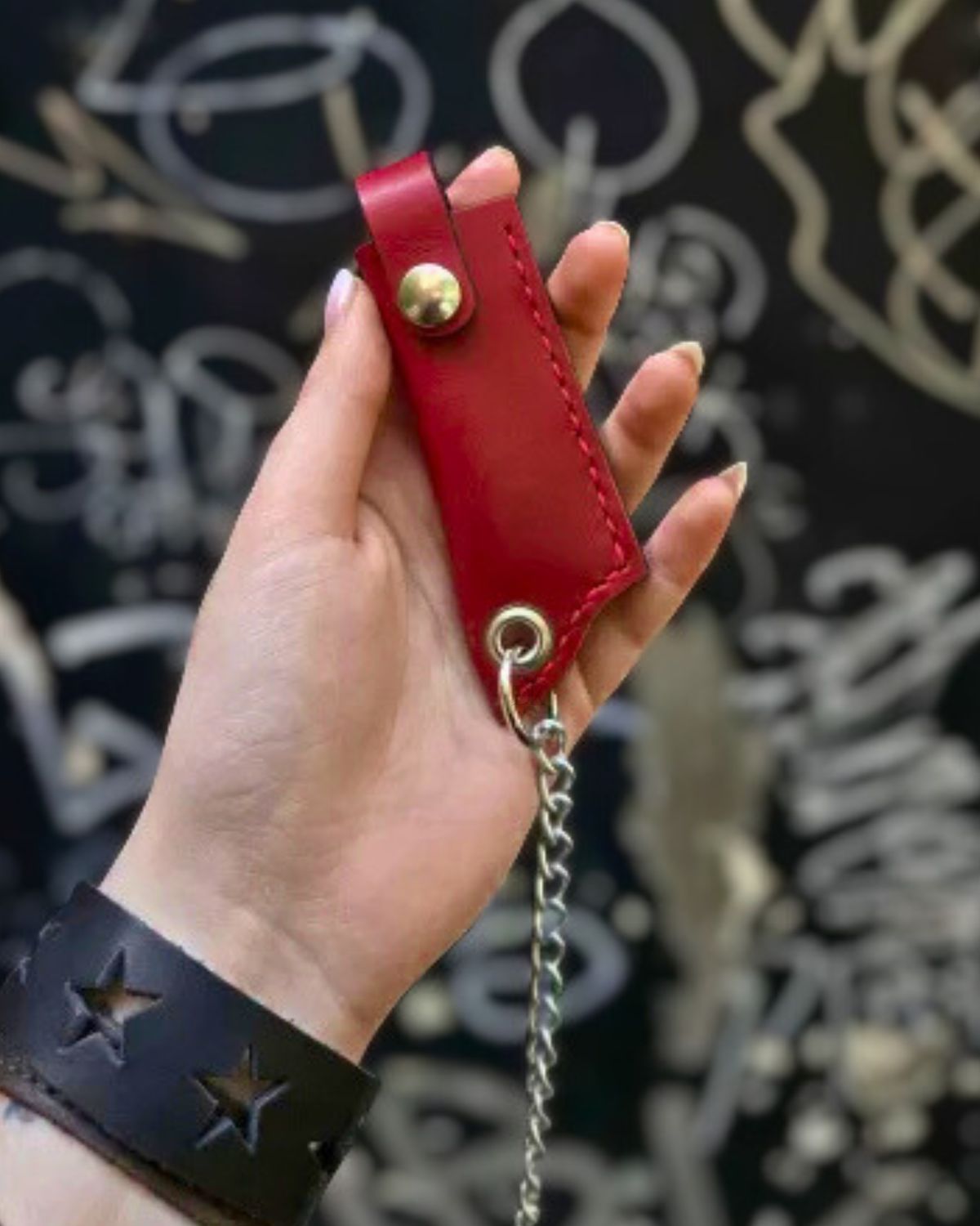 Red Leather Lighter Leash - MADE IN QUEBEC
