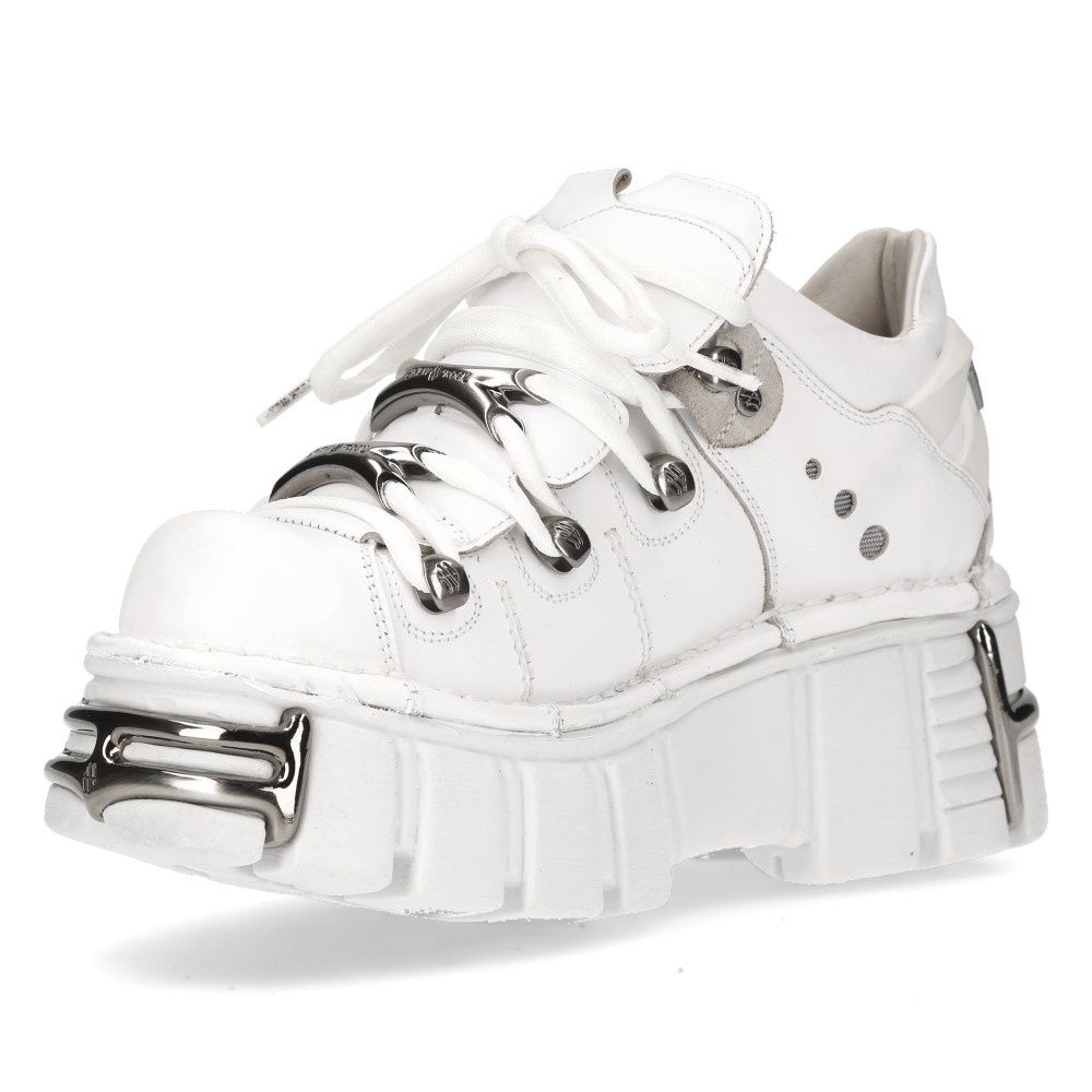 White Platform Metallic Leather Sneaker Style Shoes - M-120N-S24