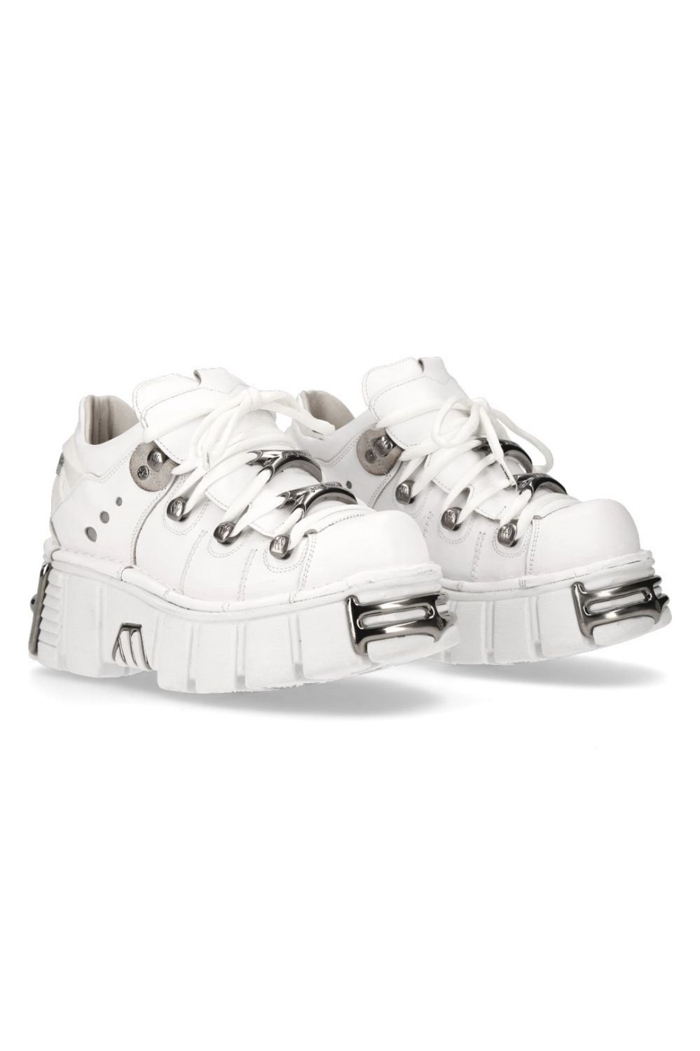 White Platform Metallic Leather Sneaker Style Shoes - M-120N-S24