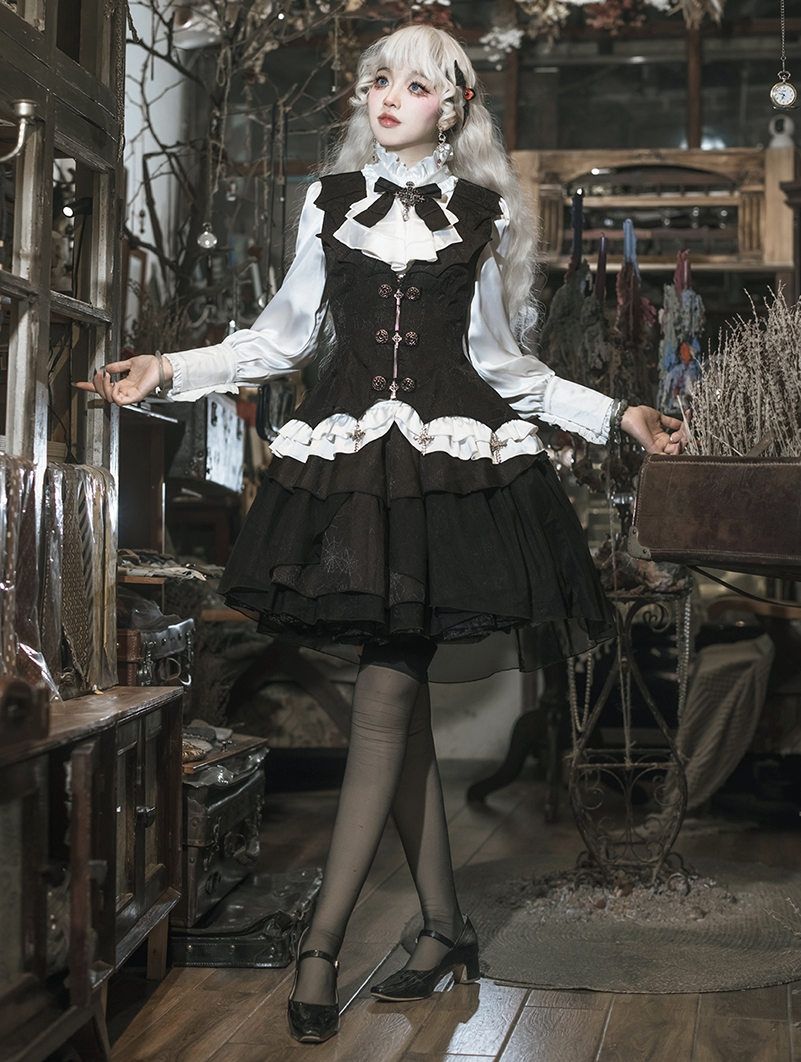 Ensemble Gothic Spider Web [WZ-0002] [NOIR / BLANC]