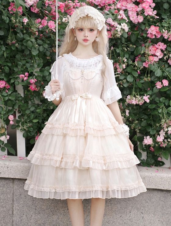 Ivory Starry Love Sweet JSK Frilly Dress - [EYM-0052]