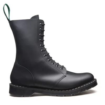 Black 11 Eyelet Derby Boots in Real Greasy Leather - [S11-969-BG-G]