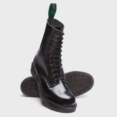 Black Hi-Shine 11 Eyelet Derby Boots in Real Leather - [S11-981-BK-G]