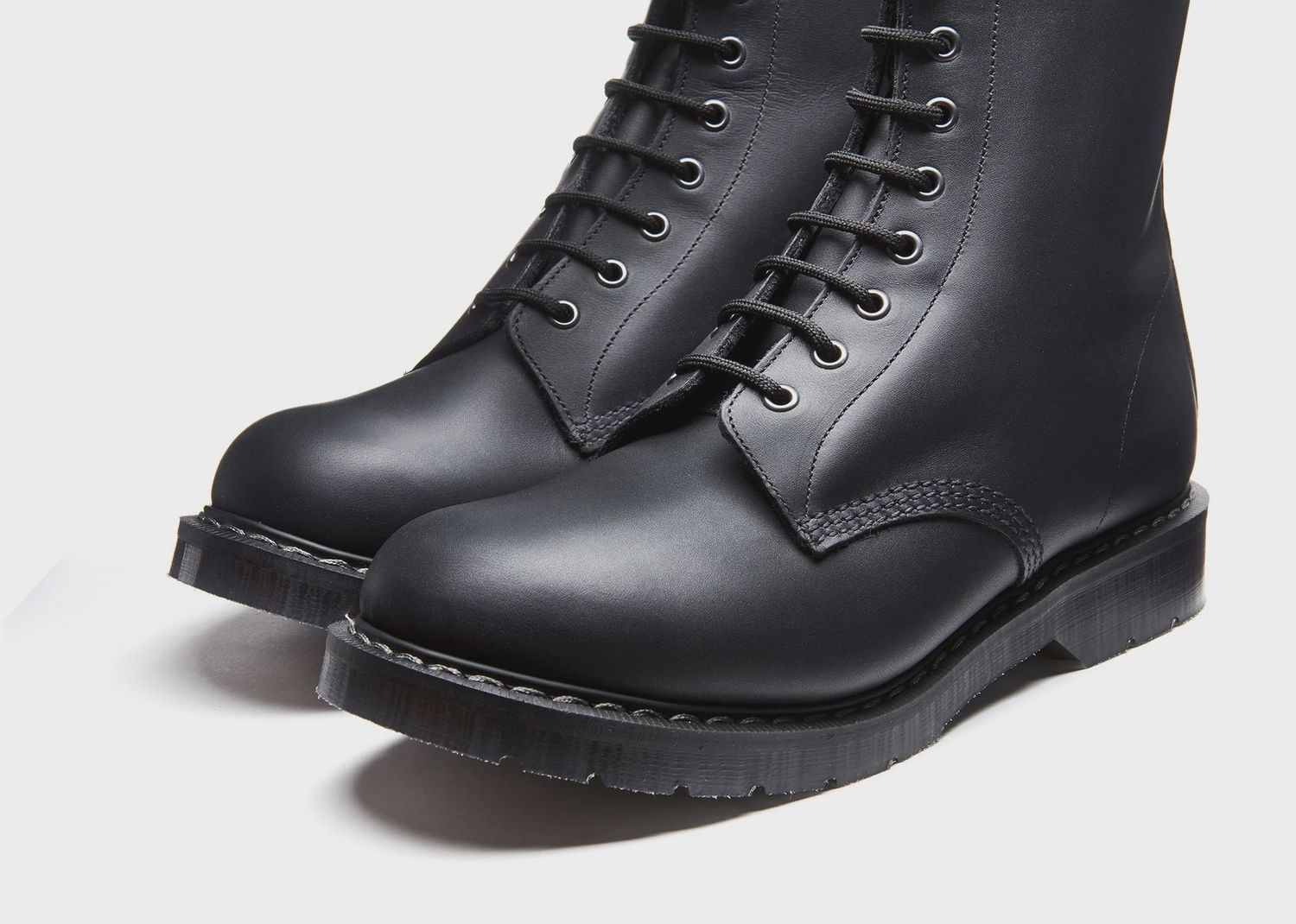 Black 8 Eyelet Derby Boots in Real Greasy Leather - [S8-551-BG-G]