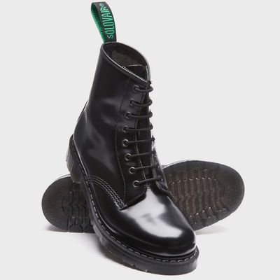Black Hi-Shine 8 Eyelet Derby Boots in Real Leather - [S8-551-BK-G]