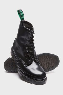 Black Hi-Shine 8 Eyelet Derby Boots in Real Leather - [S8-551-BK-G]