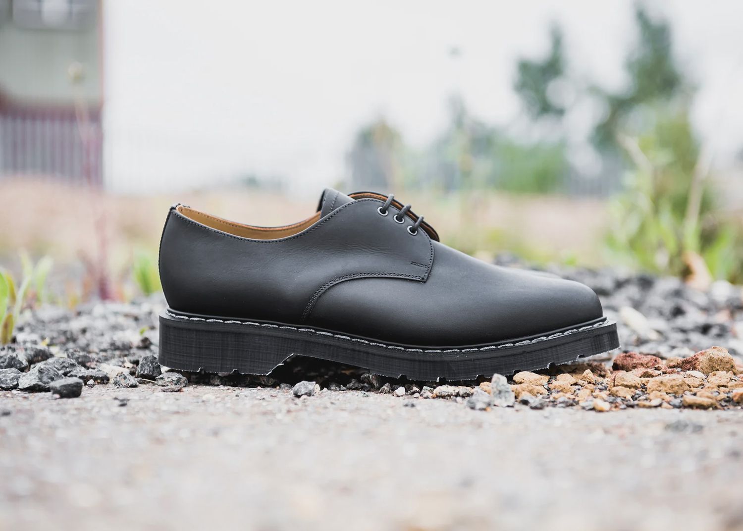 3-Eyelet Shoes in Genuine Black Greasy Leather [S3-995-BG-G]