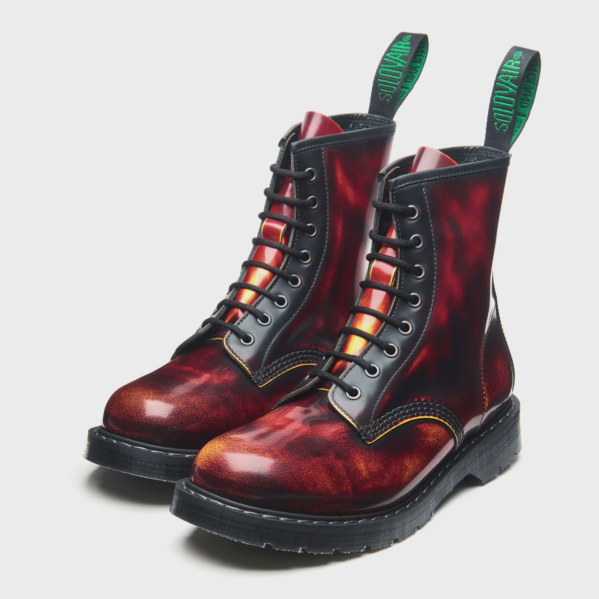 Flame Rub-Off 8 Eyelet Derby Boot in Real Leather - [S8-551-FL-RO-G]
