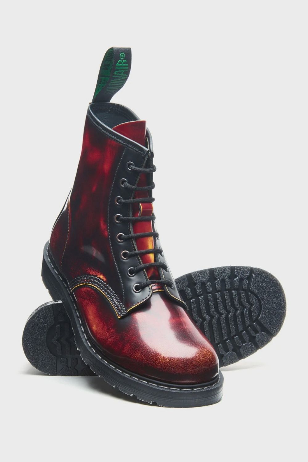 Flame Rub-Off 8 Eyelet Derby Boot in Real Leather - [S8-551-FL-RO-G]