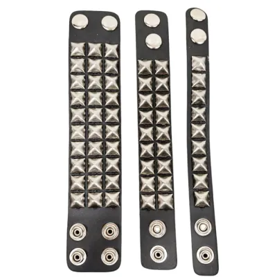 Black Leather Bracelet with Studs BC127-AS