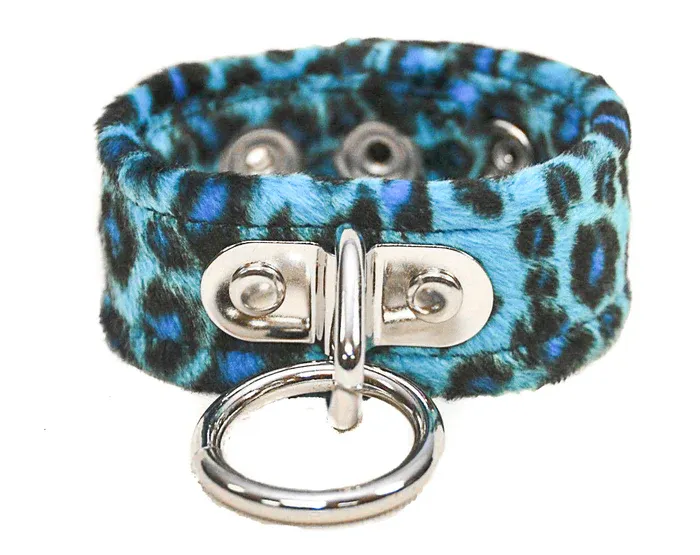 Blue Leopard Bracelet with Silver Ring BC113L-BLUE