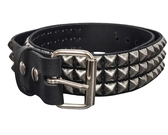 Antique Silver Studded Leather Belt BT104-A.SIL