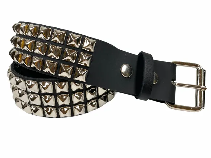 Silver Studded Leather Belt BT104US [PLUS]