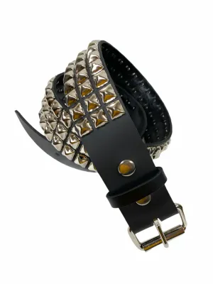 Silver Studded Leather Belt BT104US [PLUS]