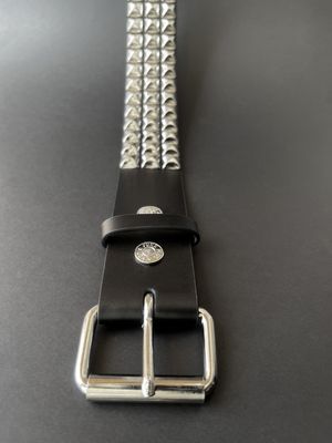 Black Leather Belt with Silver Studs BT104 [PLUS]