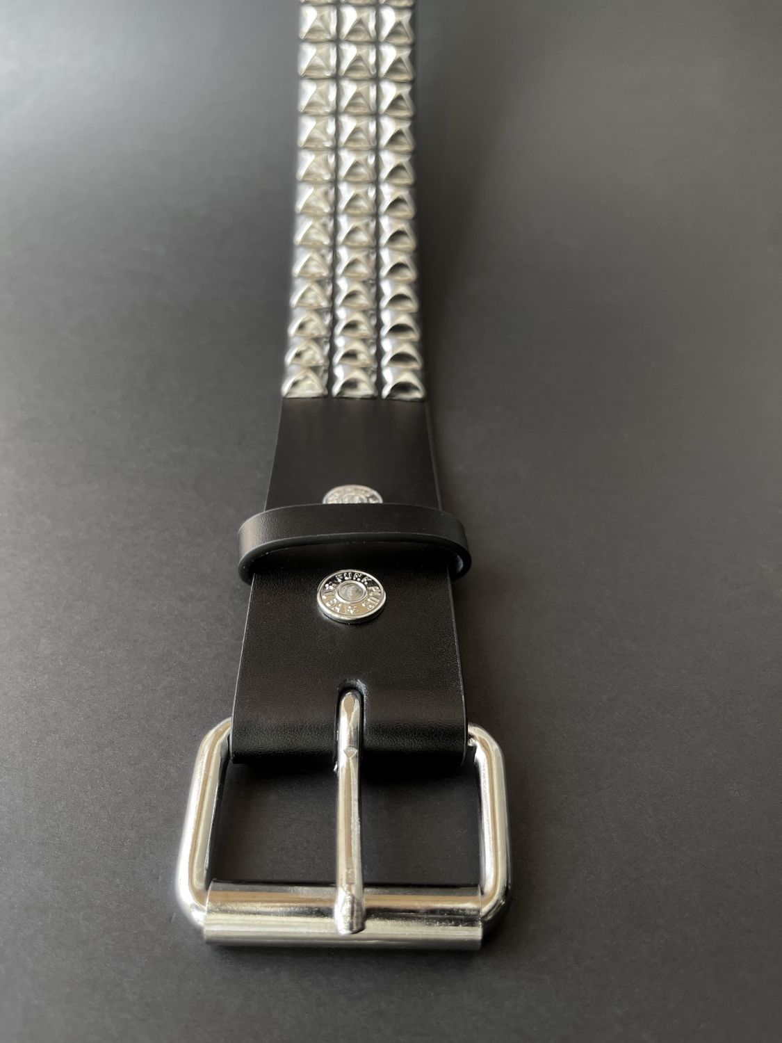 Black Leather Belt with Silver Studs BT104 [PLUS]