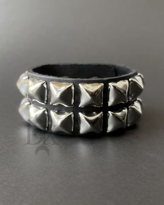 Silver Stud Leather Bracelet BC112
