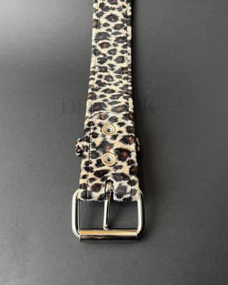 Brown Leopard Belt with Silver Stud BT104L-BRN