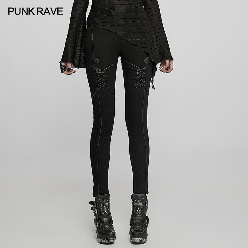 Black High Waisted Skinny Jeans with Corset Inspired Details - WK-523 [PLUS]