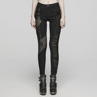 Black Asymmetric Stretchy Skinny Pants - WK-603