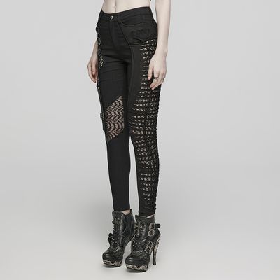 Black Asymmetric Stretchy Skinny Pants - WK-603