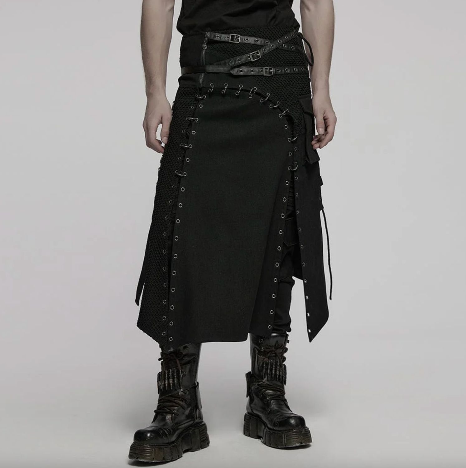 Black Industrial Punk Versatile Kilt - WQ-872
