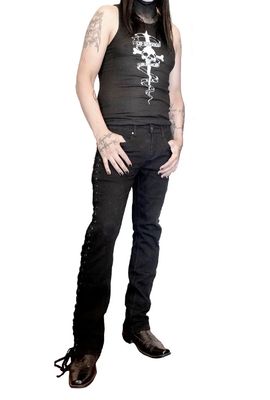 Side Lace Rocker Jeans [M63-009] [PLUS]