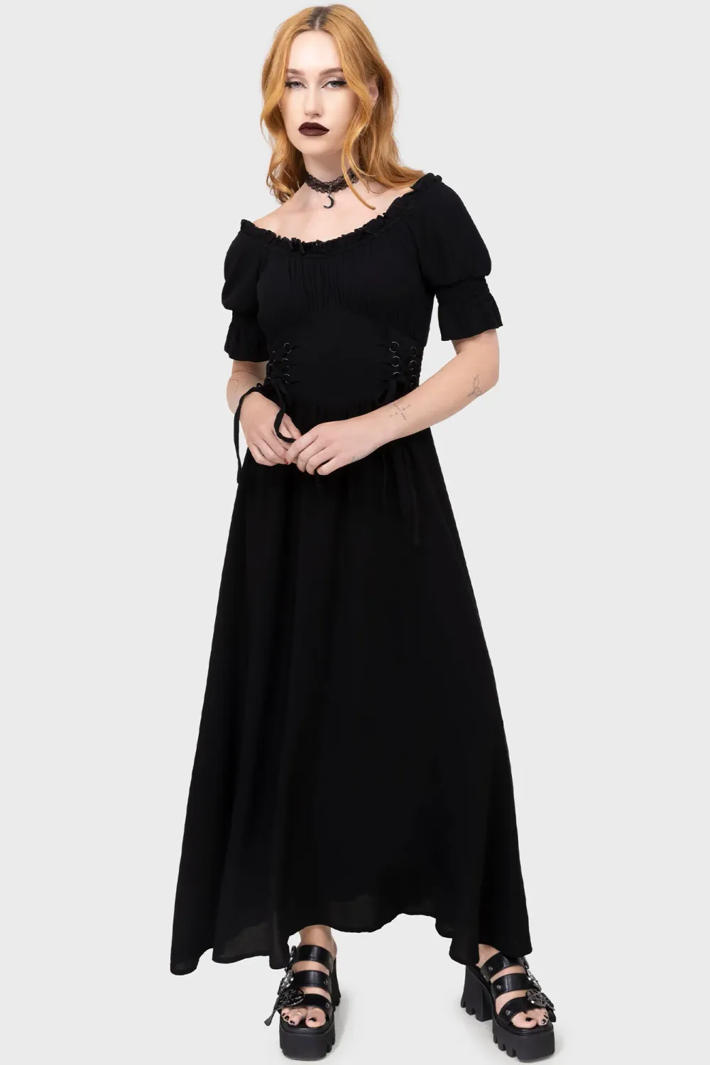 Jocasta Maxi Short Sleeves [BLACK] [PLUS]