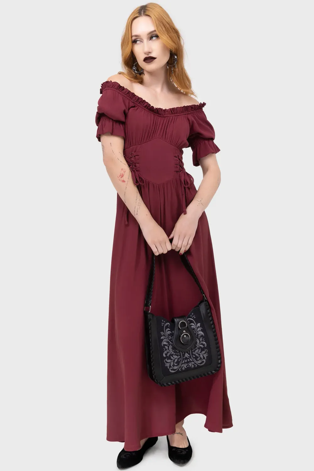 Jocasta Maxi Long Sleeves Dress [RED] [PLUS]