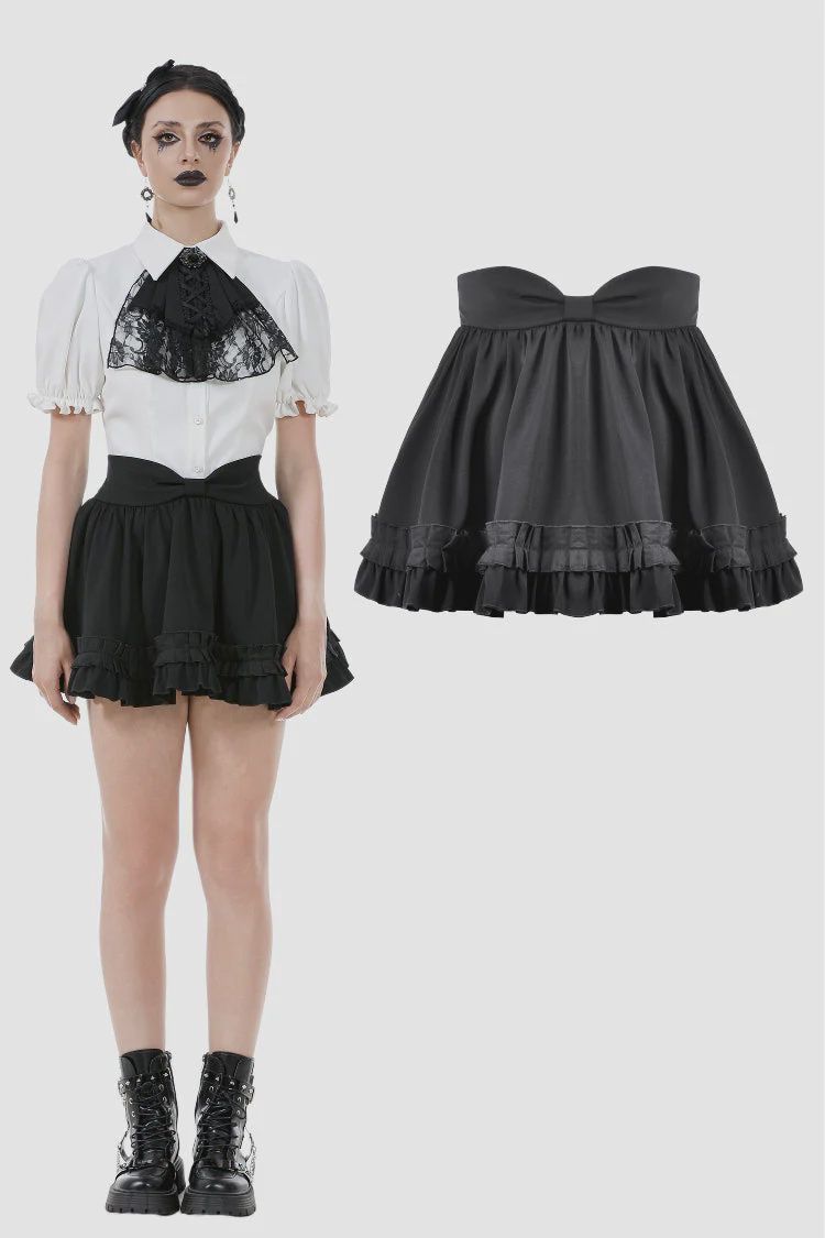 Mini Skirt with Bow Waist KW405 [PLUS]