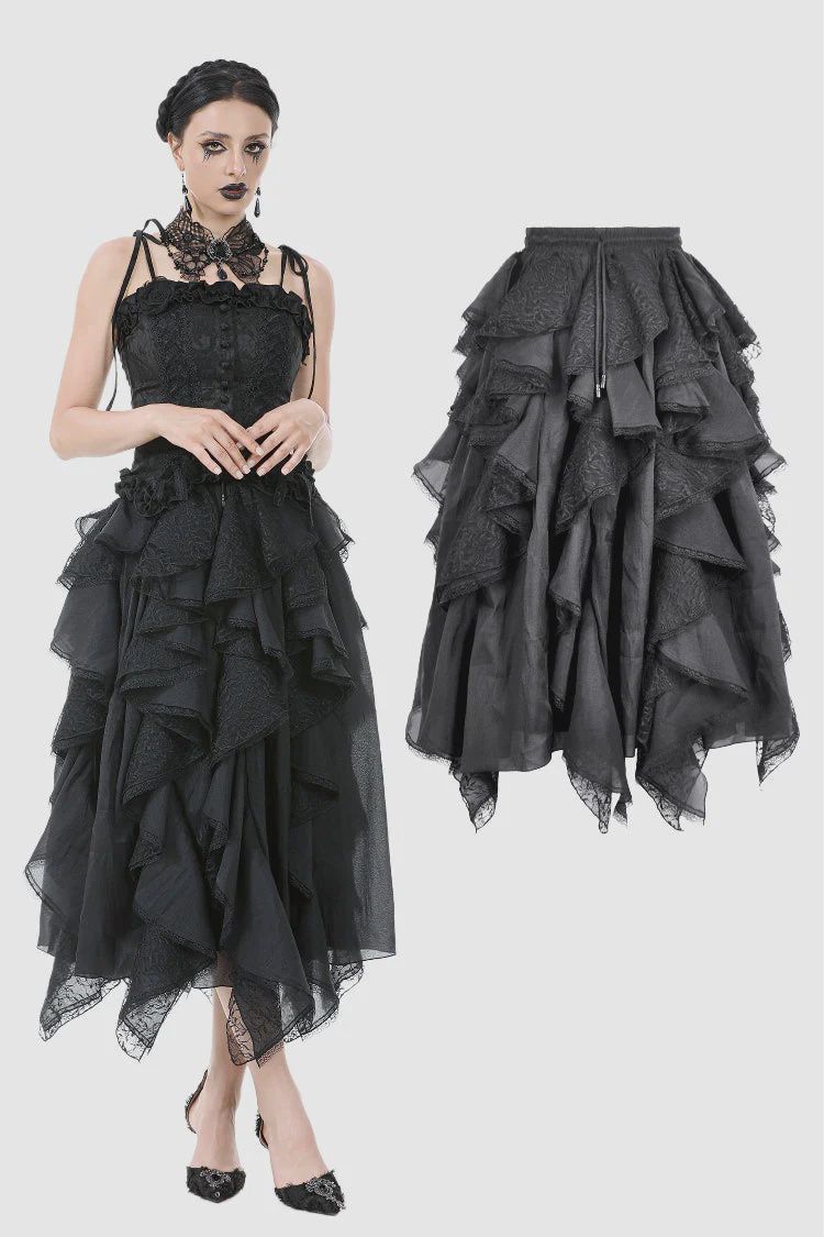 Long Skirt with Ruffles KW404
