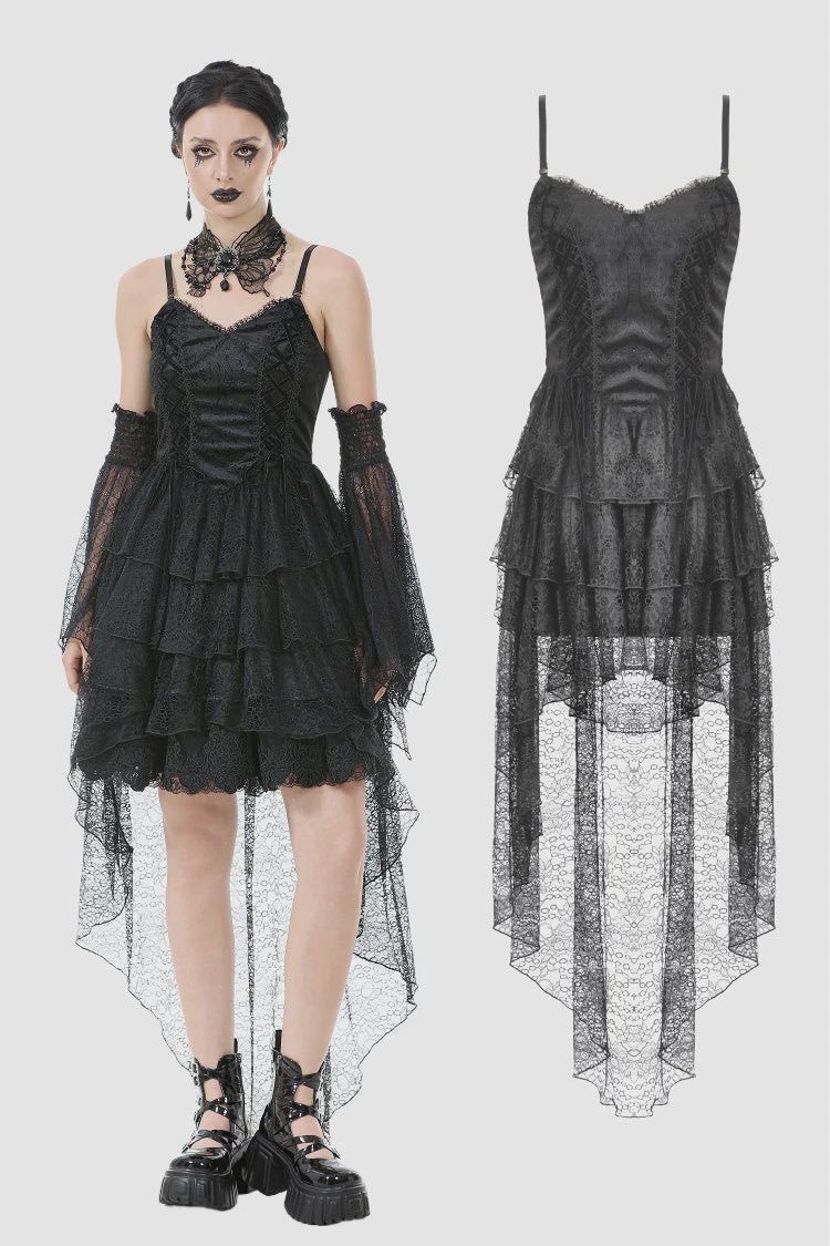 Dark Swan Layered Lace Tail Dress DW1097
