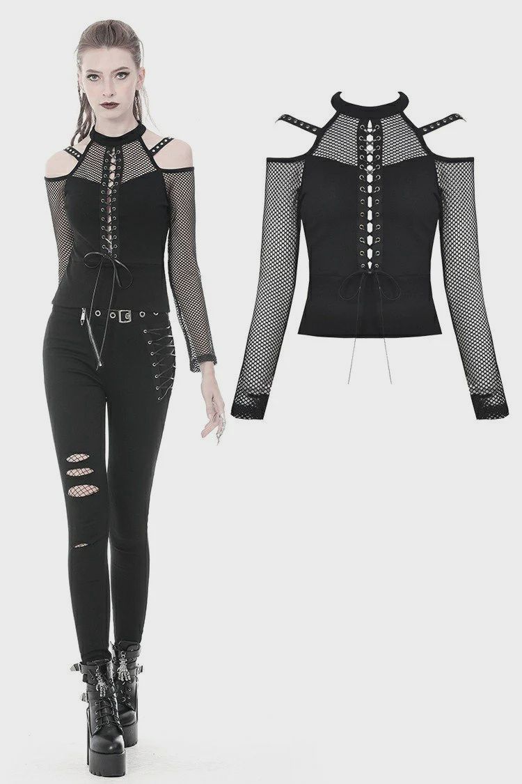 Shirt With Fishnet Long Sleeves TW245