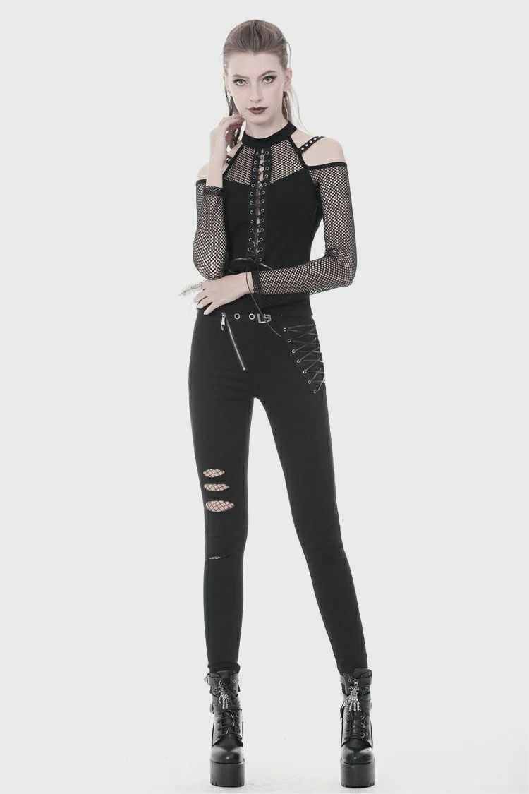 Shirt With Fishnet Long Sleeves TW245