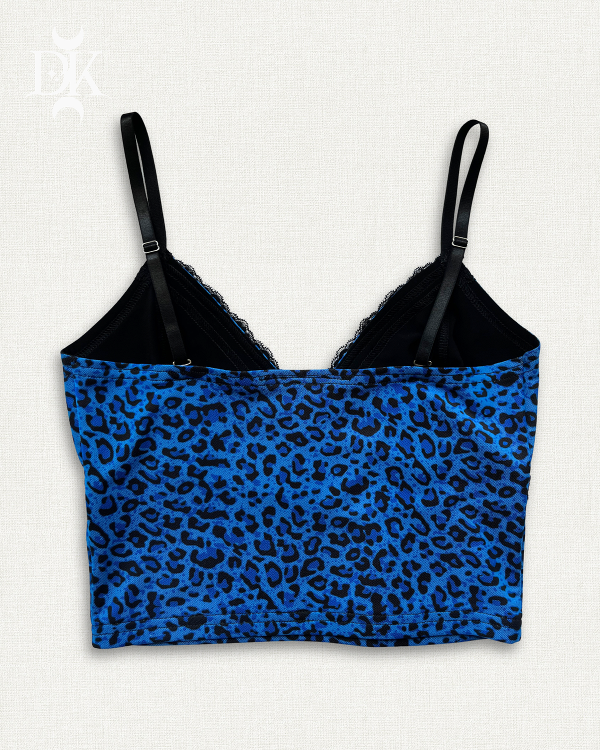 Blue Leopard Print Mini Camisole with Cross Pendant - MADE IN QUEBEC