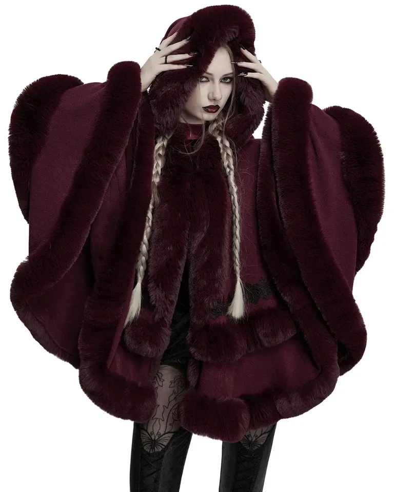 Hooded Cape Coat OM-092 [RED]