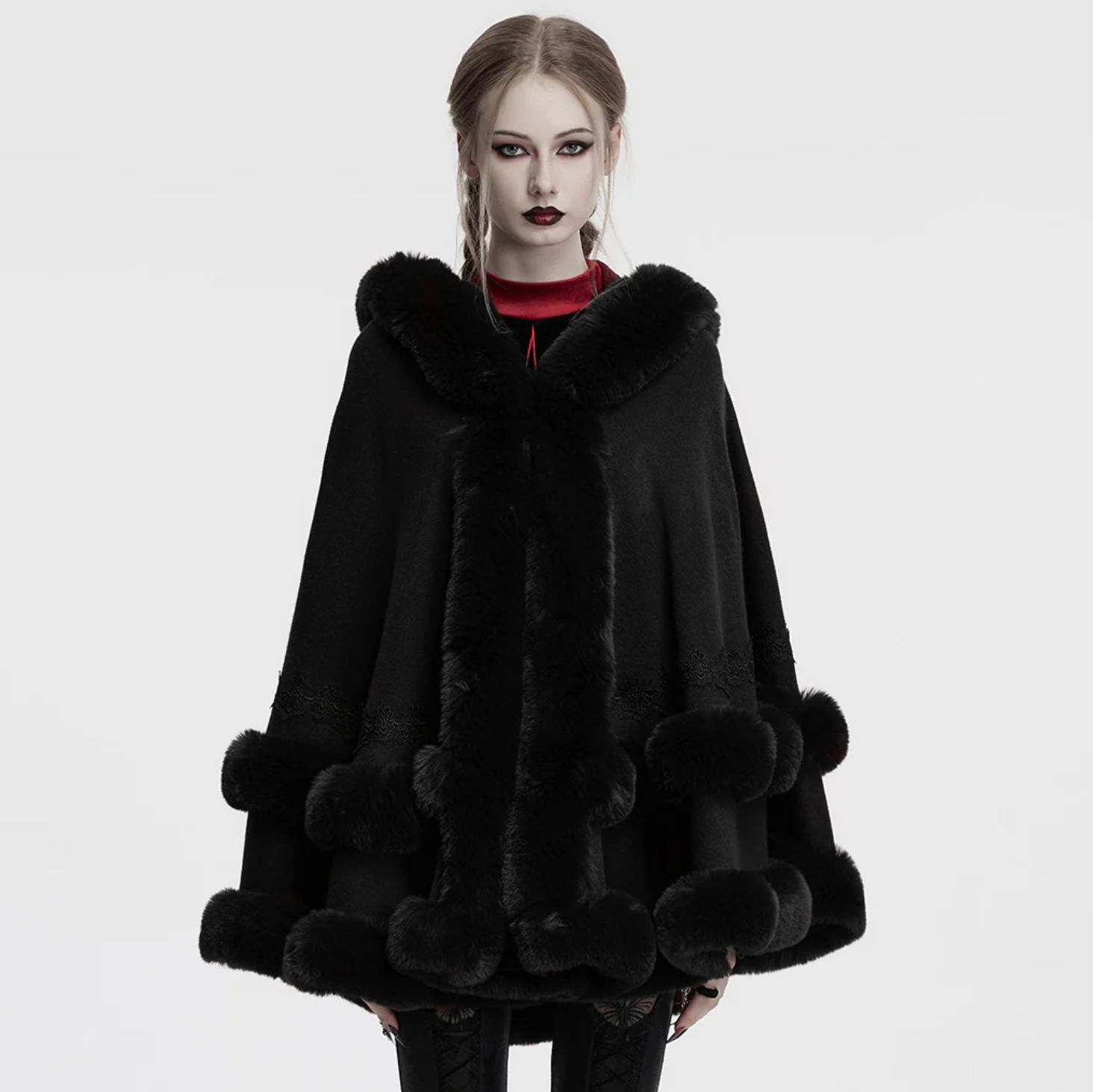 Manteau Cape à Capuche OM-092 [NOIR]